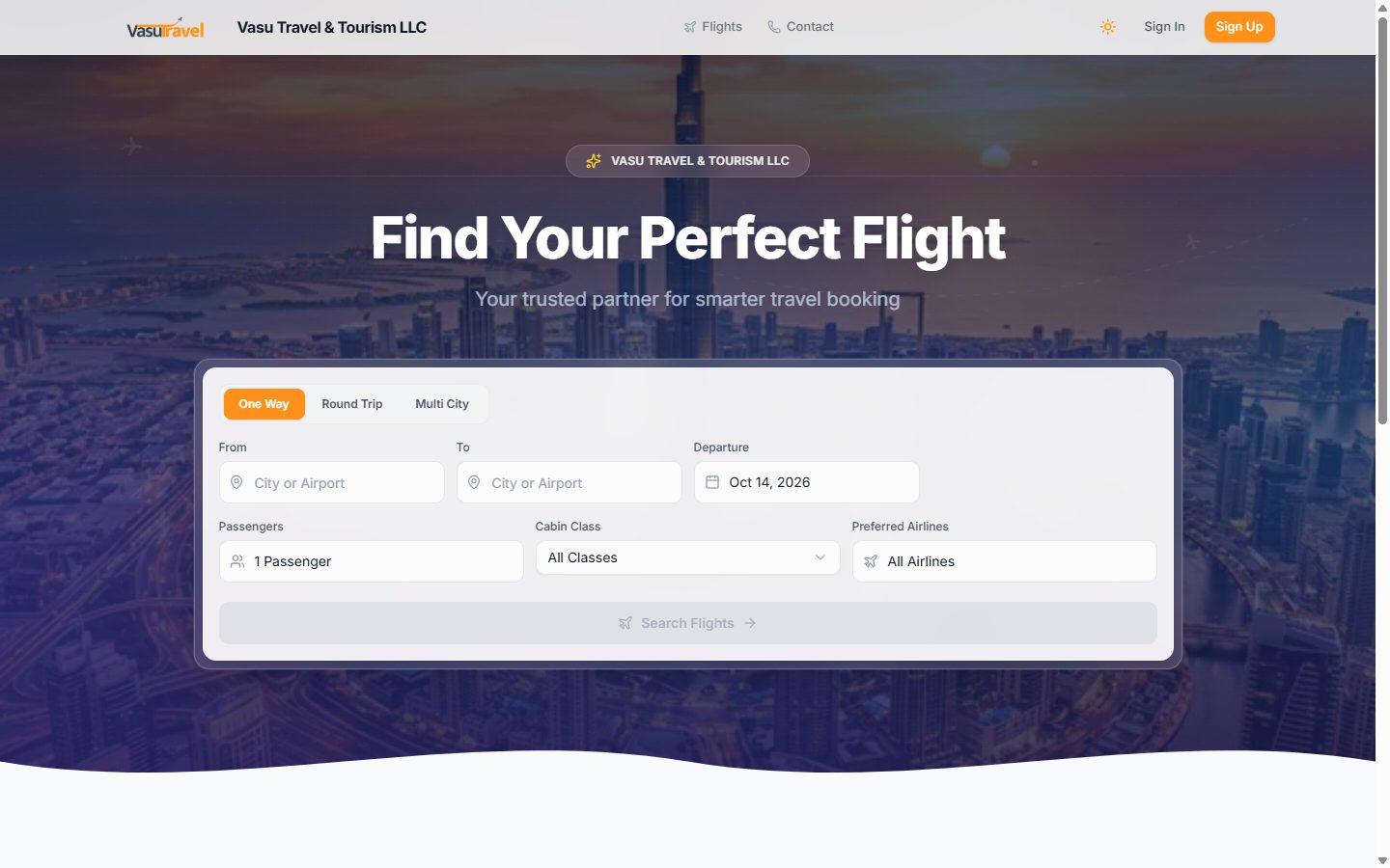 Vasu Travel & Tourism LLC · flight booking